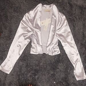 Elegant White Satin Women's Blazer